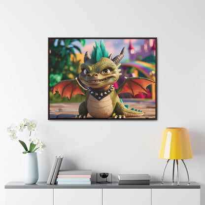 "Spike the Mischievous Baby Dragon" - Gallery Canvas Wraps, Horizontal Frame