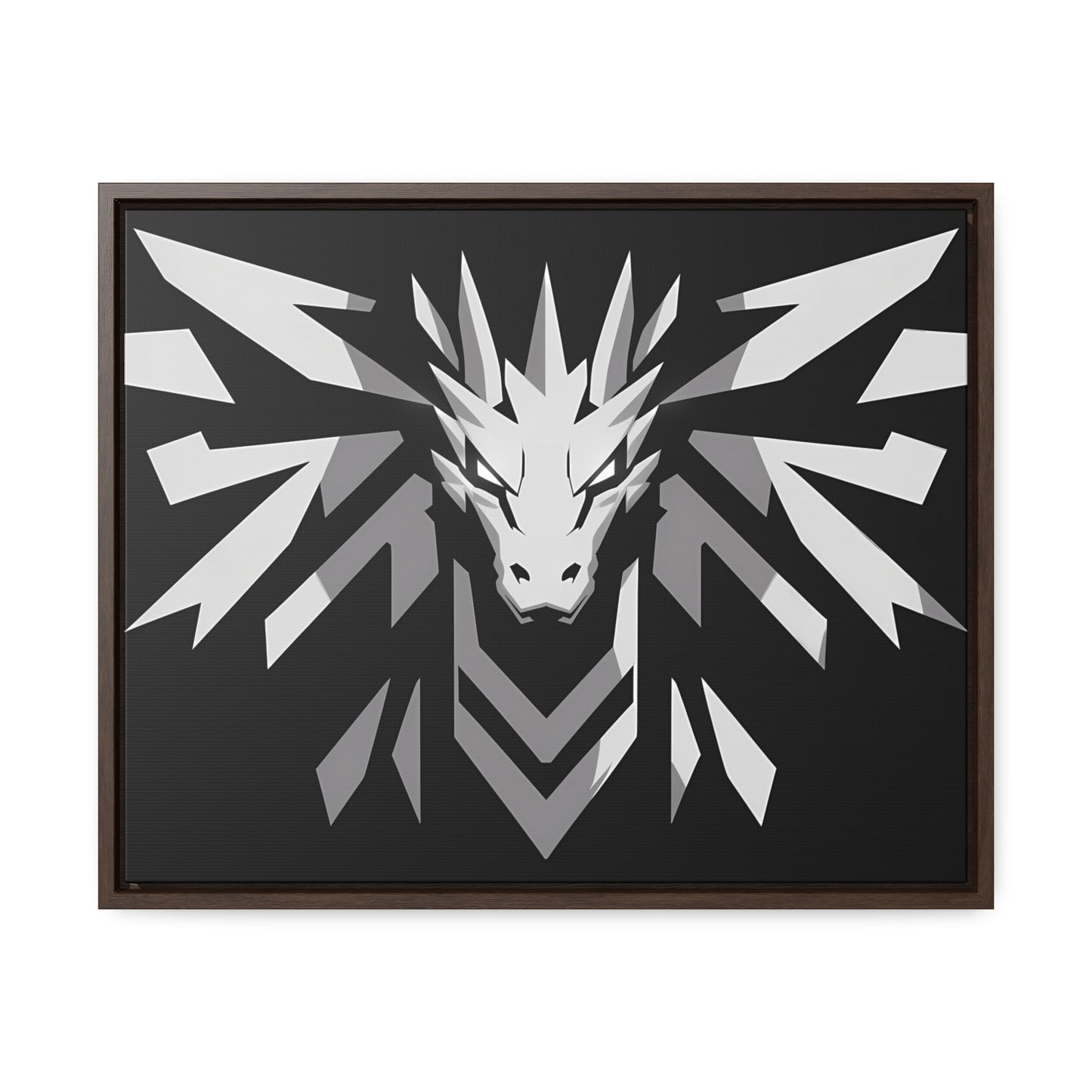 "Silver Dragon Crest" - Gallery Canvas Wraps, Horizontal Frame