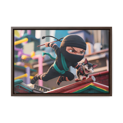 "Ninja and the Fearless Pup" - Gallery Canvas Wraps, Horizontal Frame