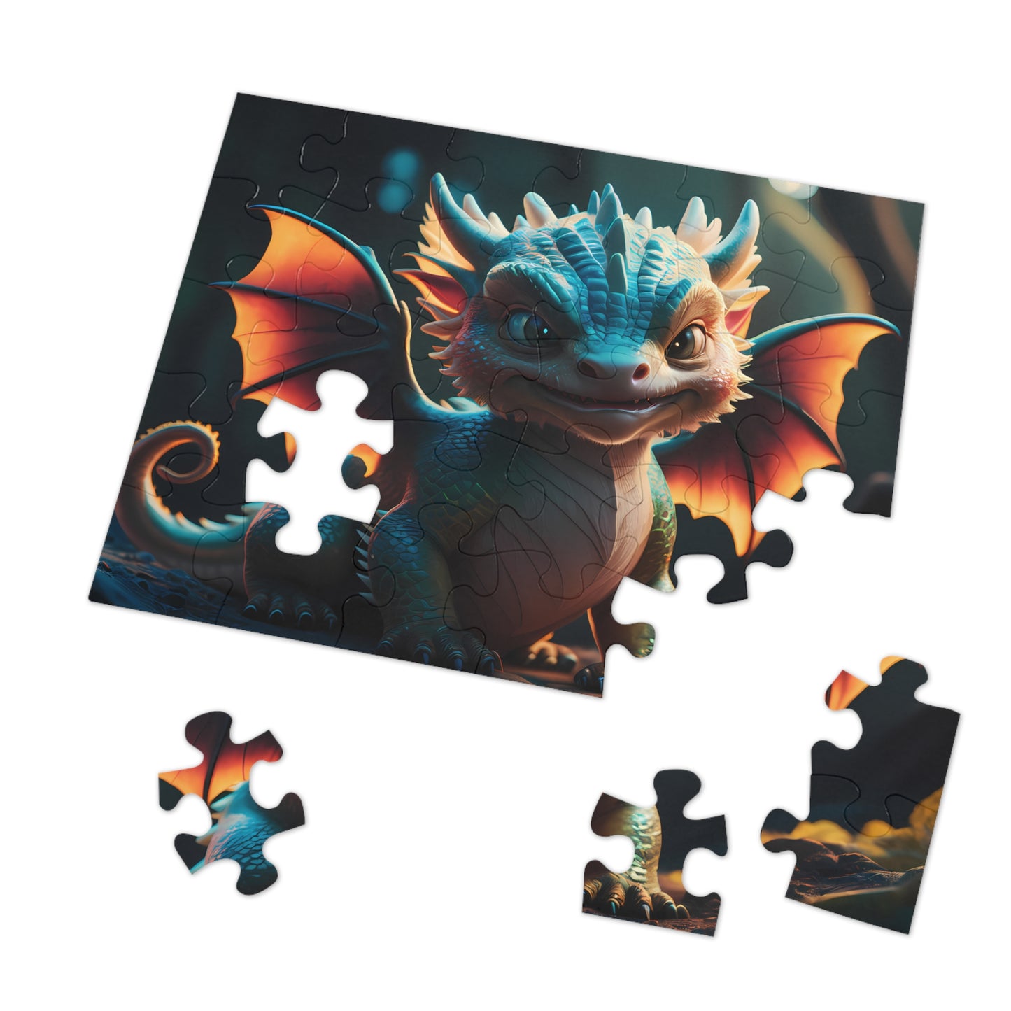 Baby Dragon in Enchanted Forest - Jigsaw Puzzle (30, 110, 252, 500,1000-Piece)