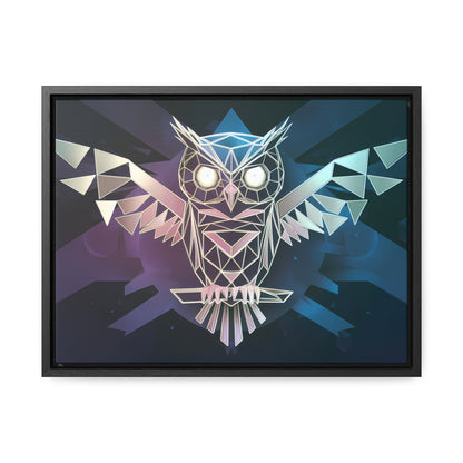 "Geometric Owl of Wisdom" - Gallery Canvas Wraps, Horizontal Frame