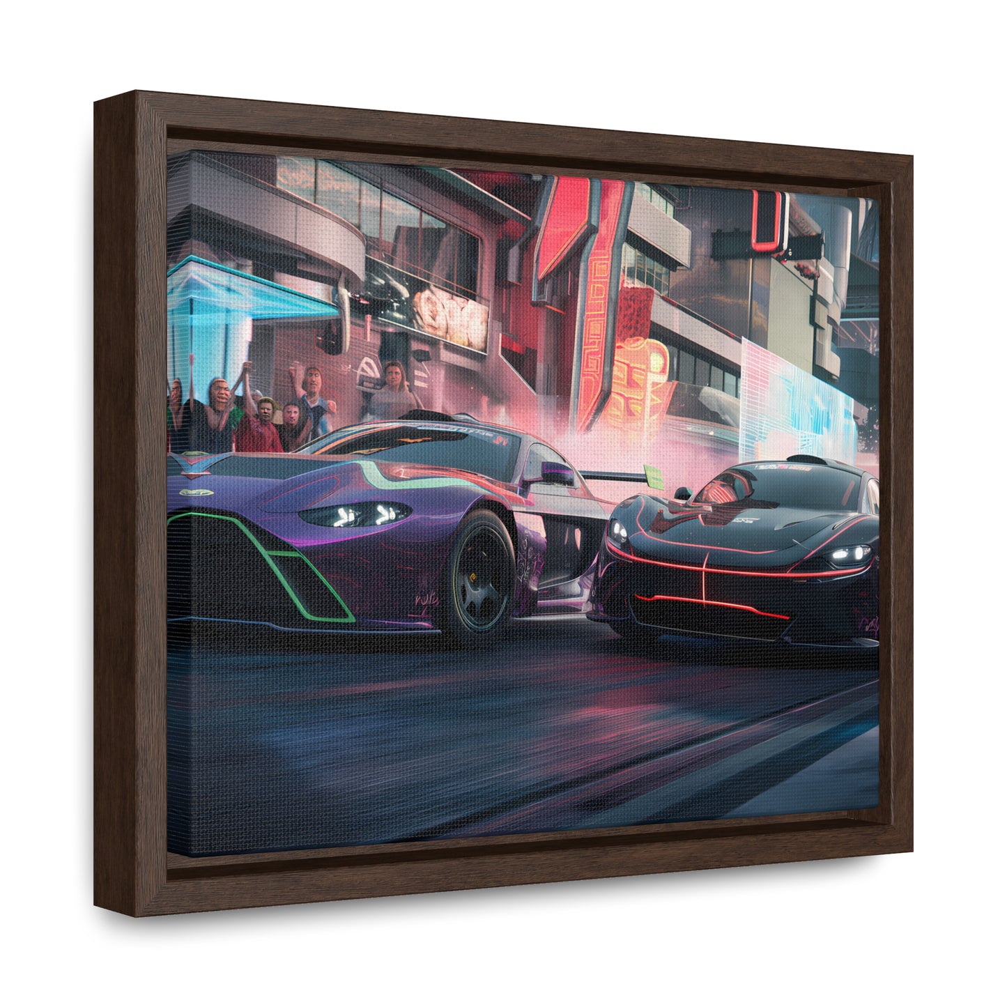 Neon Drift Showdown - Gallery Canvas Wraps, Horizontal Frame