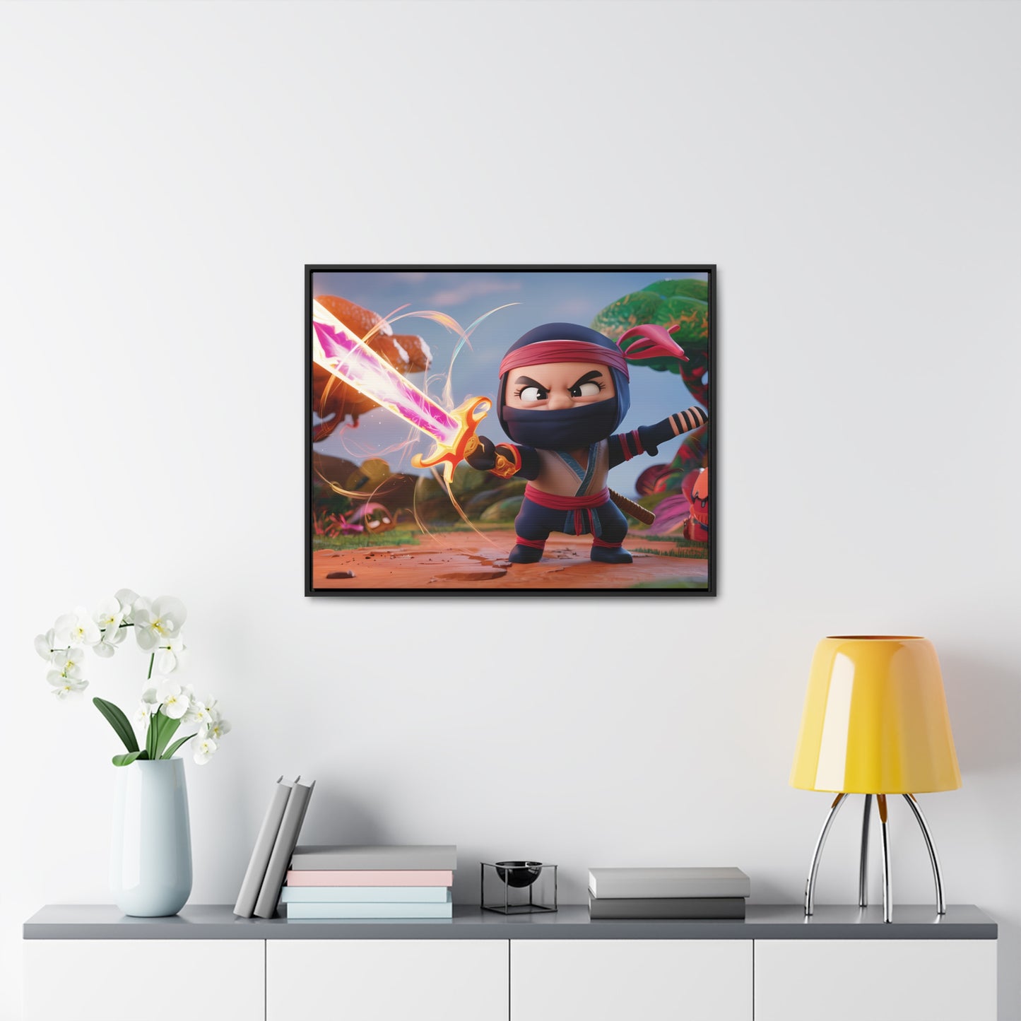 Ninja's Radiant Blade Adventure - Gallery Canvas Wraps, Horizontal Frame