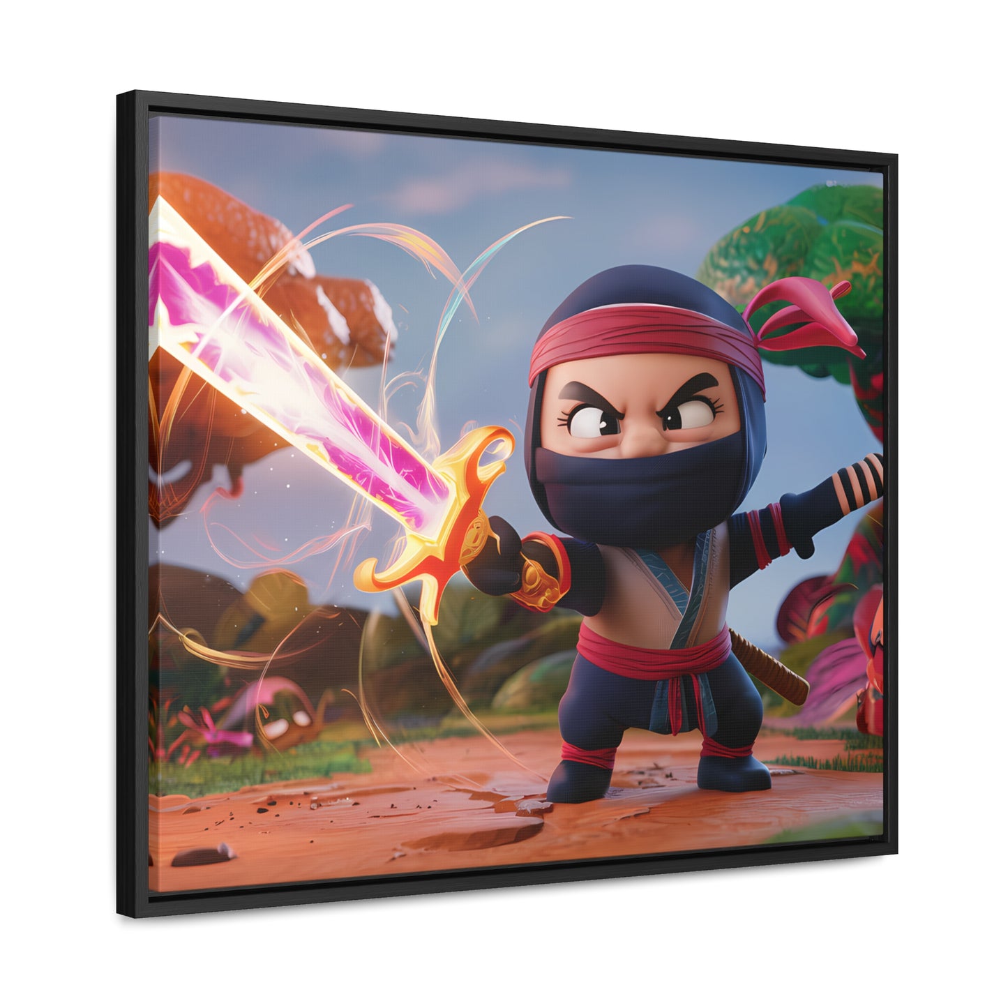 Ninja's Radiant Blade Adventure - Gallery Canvas Wraps, Horizontal Frame