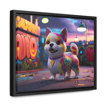 "Graffiti Pup in Neon Alley" - Gallery Canvas Wraps, Horizontal Frame