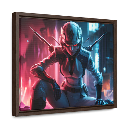 Cybernetic Valkyrie: Neon Enforcer - Gallery Canvas Wraps, Horizontal Frame