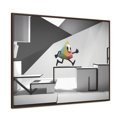 Geometric Adventure in Monochrome World - Gallery Canvas Wraps, Horizontal Frame