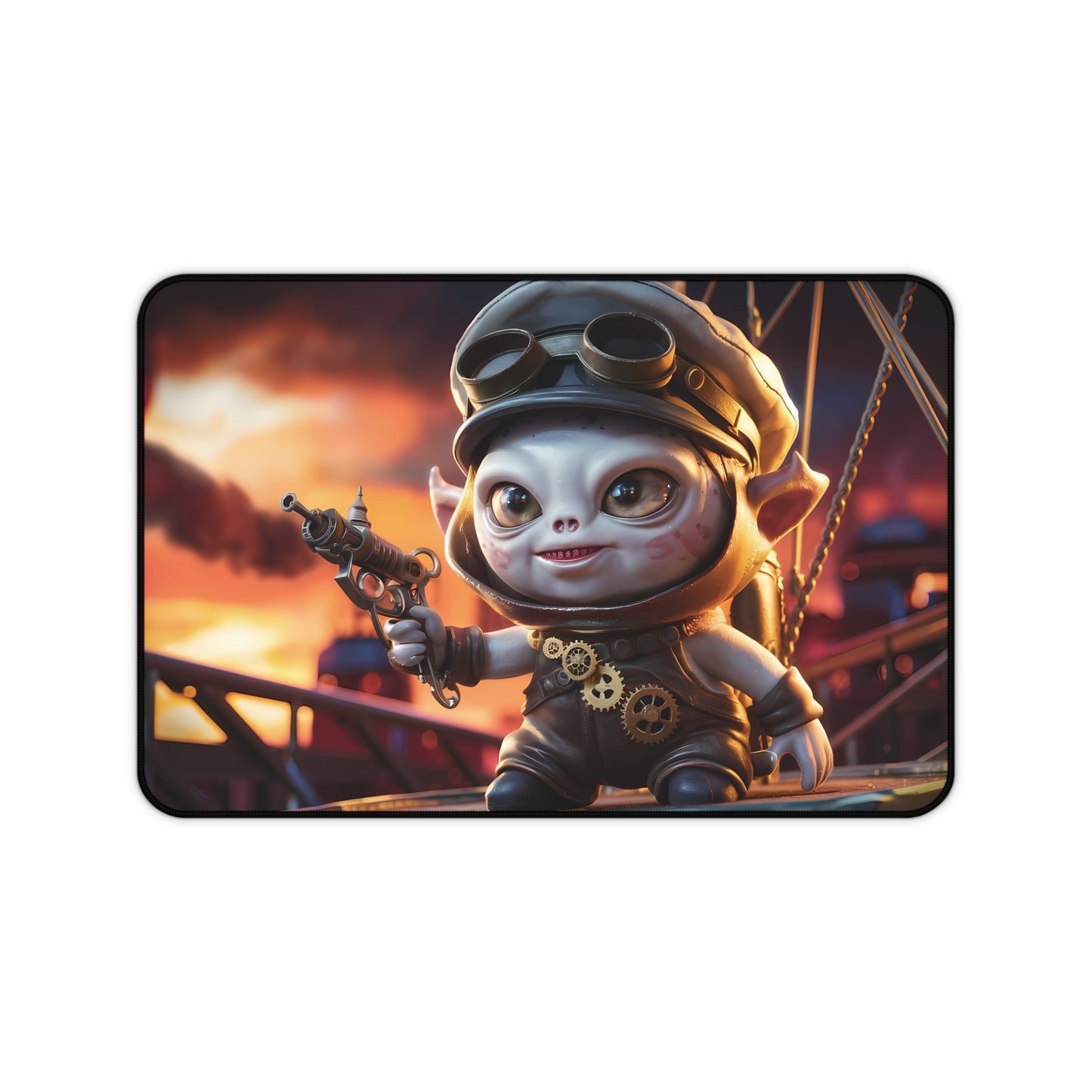 Cute Steampunk Alien Gunner - Desk Mat