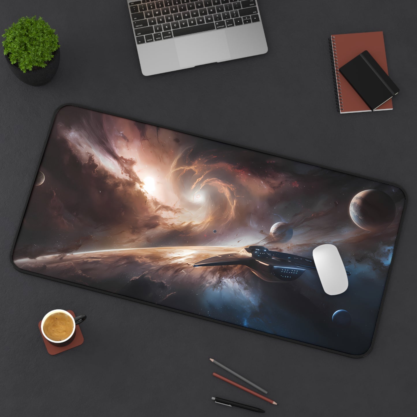 Voyage Through the Cosmic Abyss - Desk Mat