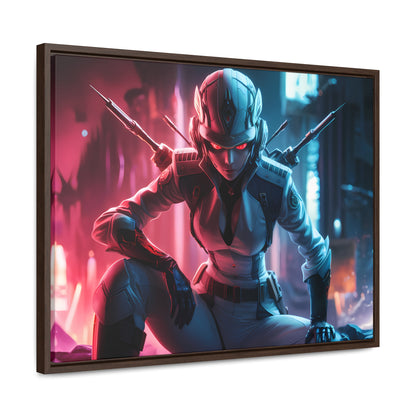 Cybernetic Valkyrie: Neon Enforcer - Gallery Canvas Wraps, Horizontal Frame