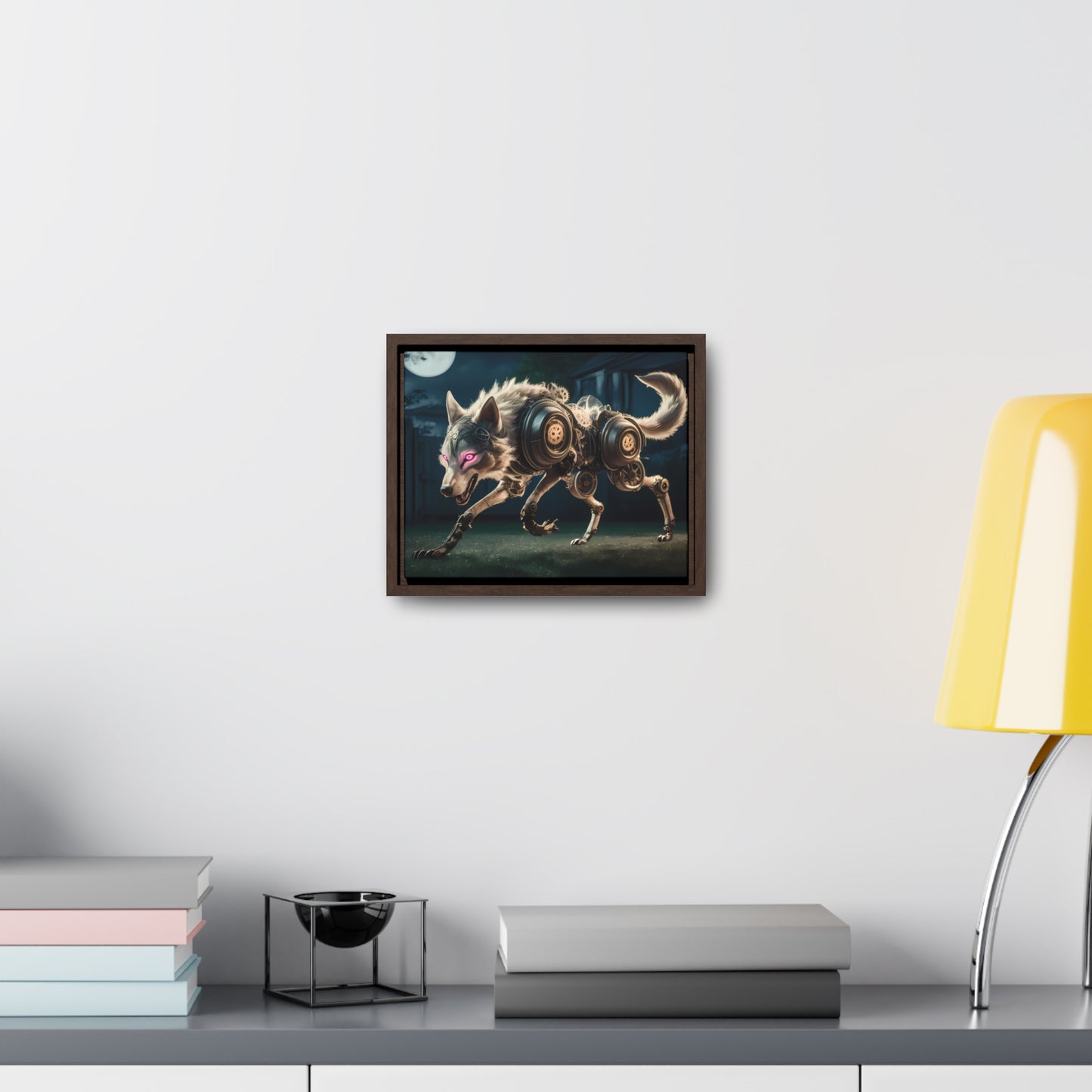 Cyberwolf Under the Moon - Gallery Canvas Wraps, Horizontal Frame