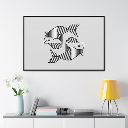 Pisces in Geometric Harmony - Gallery Canvas Wraps, Horizontal Frame