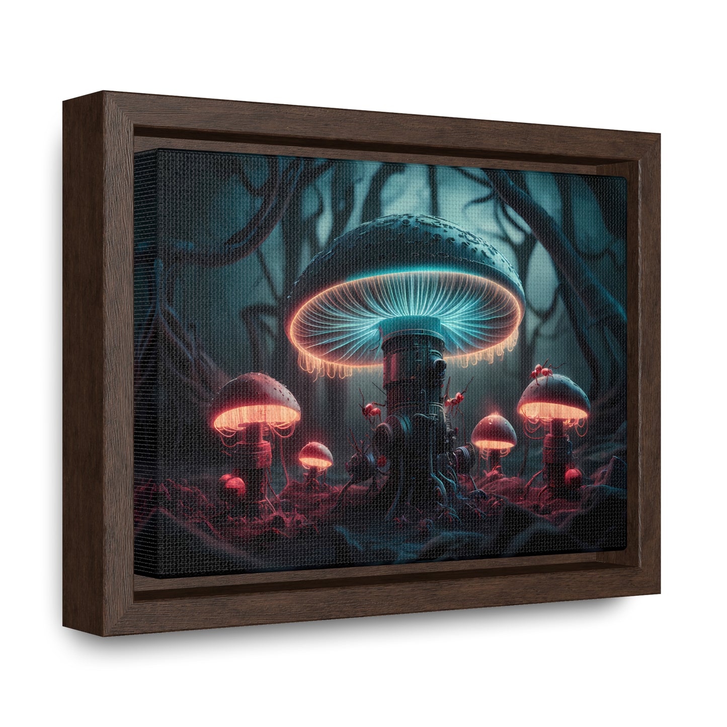 The Bioluminescent Mechanisms of the Neon Forest - Gallery Canvas Wraps, Horizontal Frame