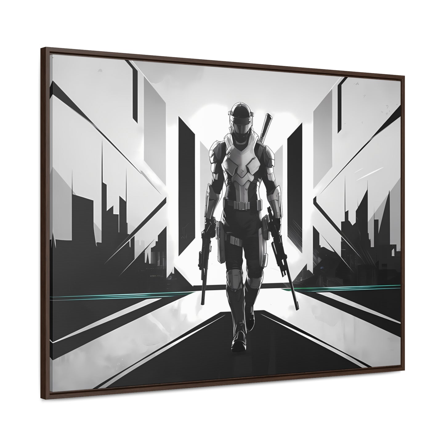 Sentinel of the Neon Metropolis - Gallery Canvas Wraps, Horizontal Frame