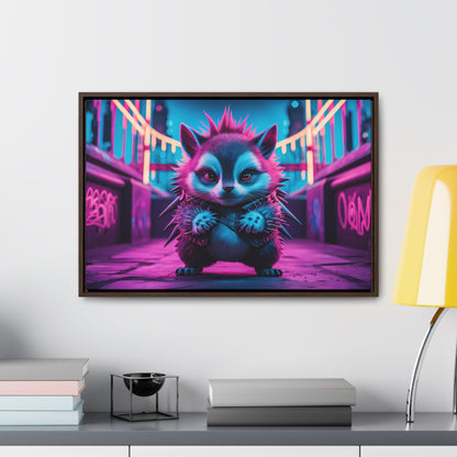 Punk Hedgehog in Neon City - Gallery Canvas Wraps, Horizontal Frame