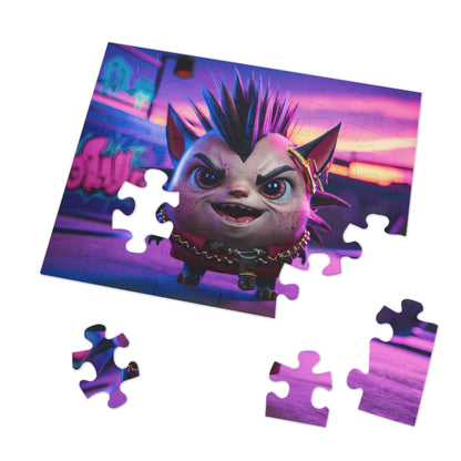 Punk Kitten in Neon Playground - Jigsaw Puzzle (30, 110, 252, 500,1000-Piece)