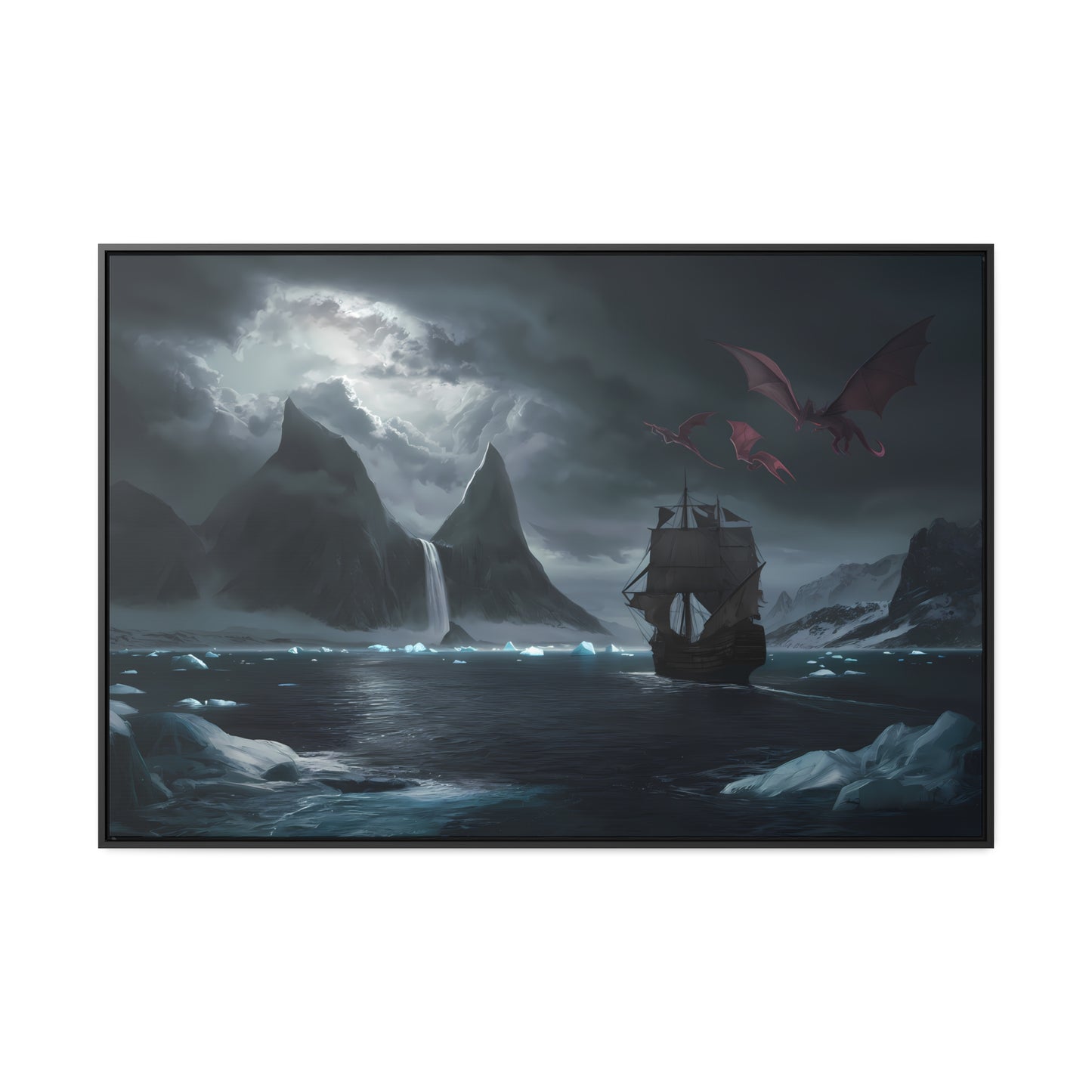 Dragons Over the Frozen Abyss - Gallery Canvas Wraps, Horizontal Frame