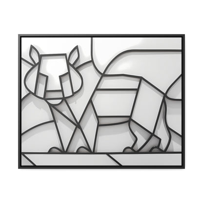 Geometric Rhino in Monochrome - Gallery Canvas Wraps, Horizontal Frame