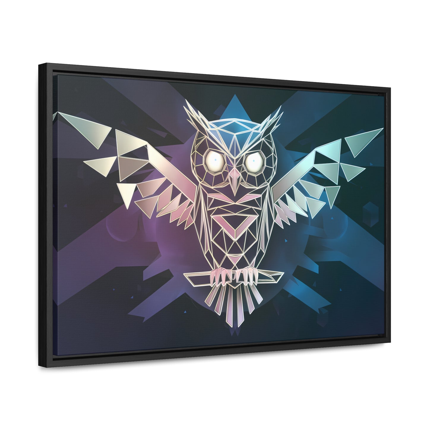 "Geometric Owl of Wisdom" - Gallery Canvas Wraps, Horizontal Frame