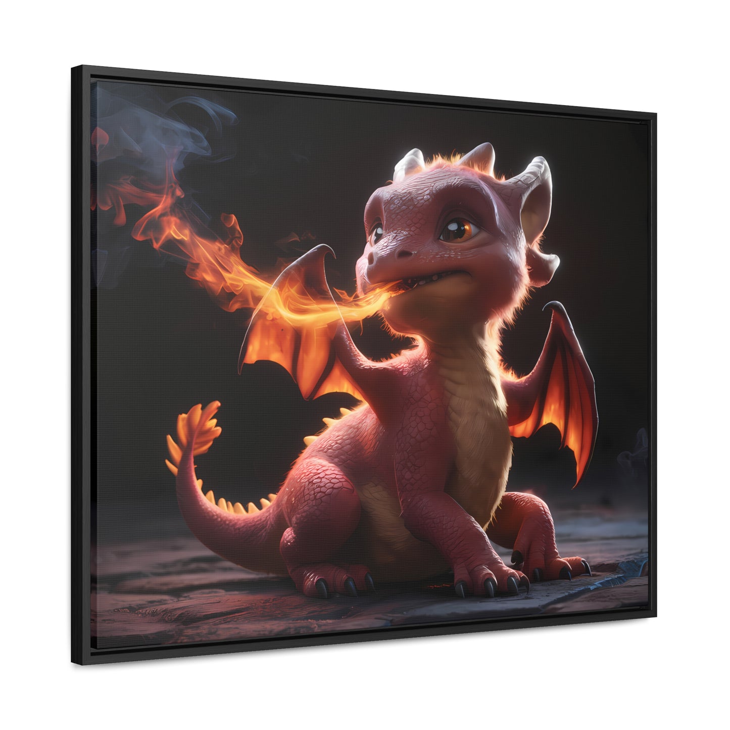 "Baby Dragon's First Flame" - Gallery Canvas Wraps, Horizontal Frame