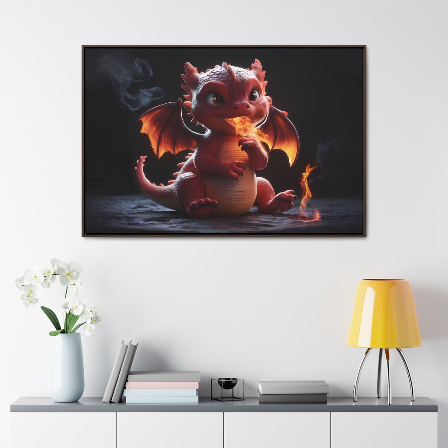 "Baby Dragon's First Flame" - Gallery Canvas Wraps, Horizontal Frame