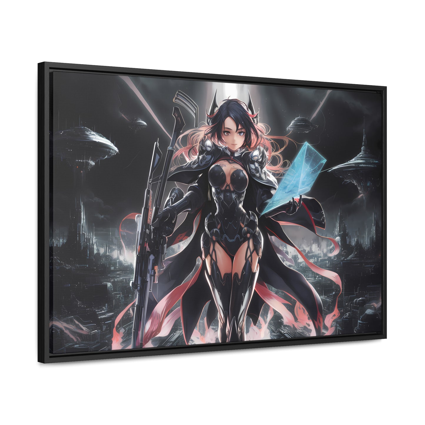 The Sentinel of Neon Skies - Gallery Canvas Wraps, Horizontal Frame