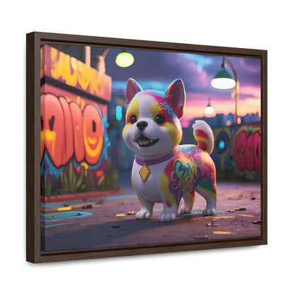 "Graffiti Pup in Neon Alley" - Gallery Canvas Wraps, Horizontal Frame