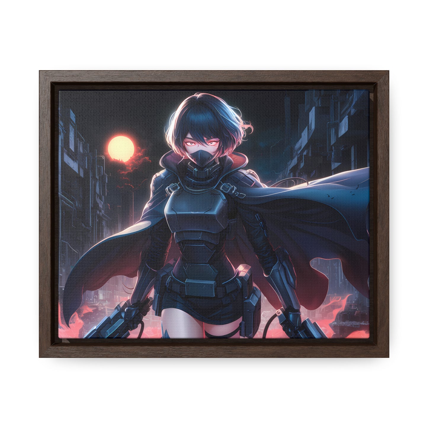 "Nightblade: The Cyberpunk Vigilante" - Gallery Canvas Wraps, Horizontal Frame