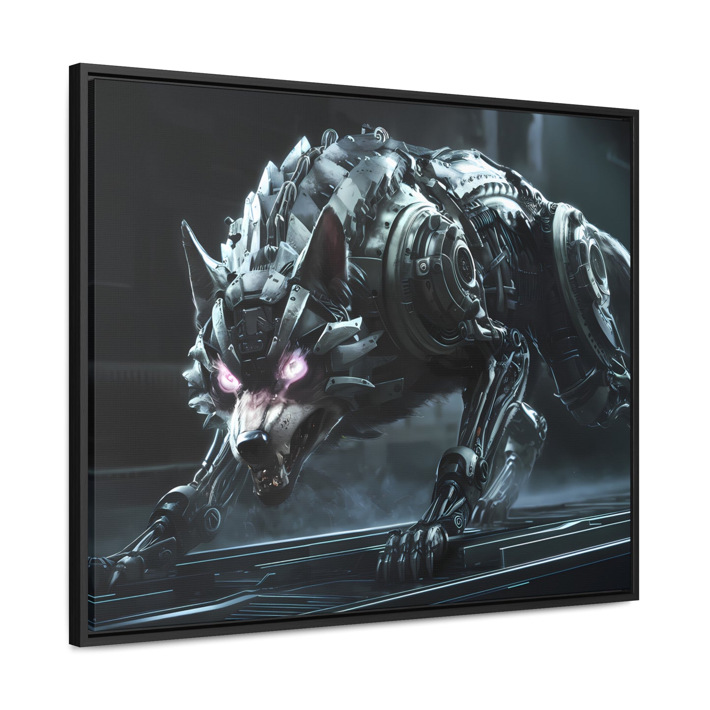 Cybernetic Alpha Wolf - Gallery Canvas Wraps, Horizontal Frame