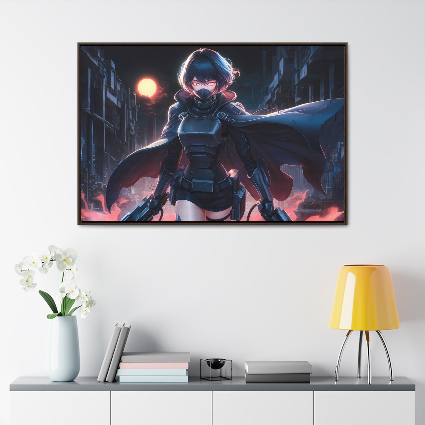 "Nightblade: The Cyberpunk Vigilante" - Gallery Canvas Wraps, Horizontal Frame