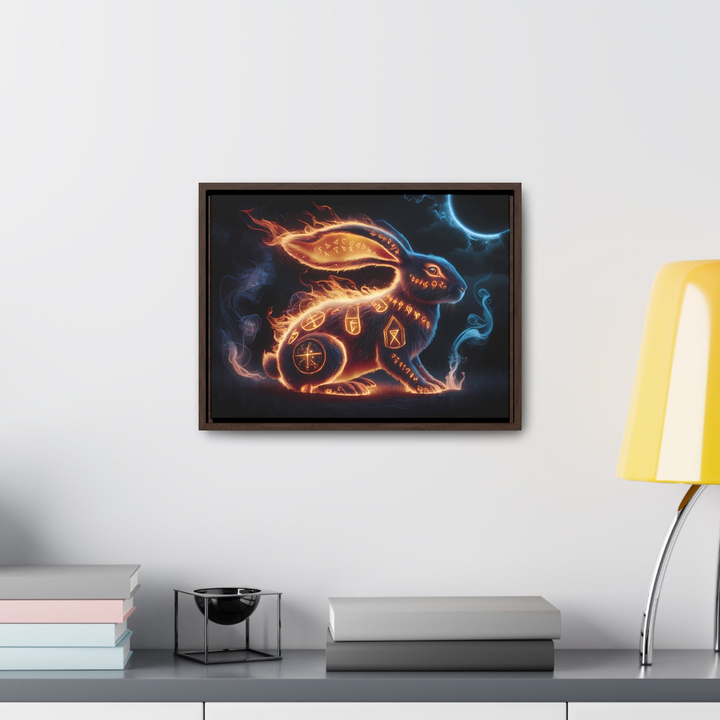 Runic Flame Rabbit - Gallery Canvas Wraps, Horizontal Frame