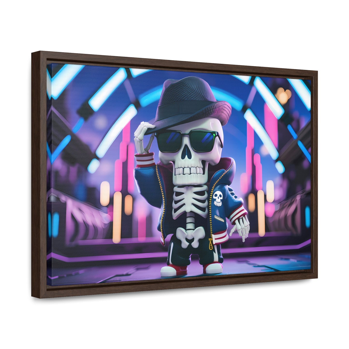 "Neon Skull Groove" - Gallery Canvas Wraps, Horizontal Frame