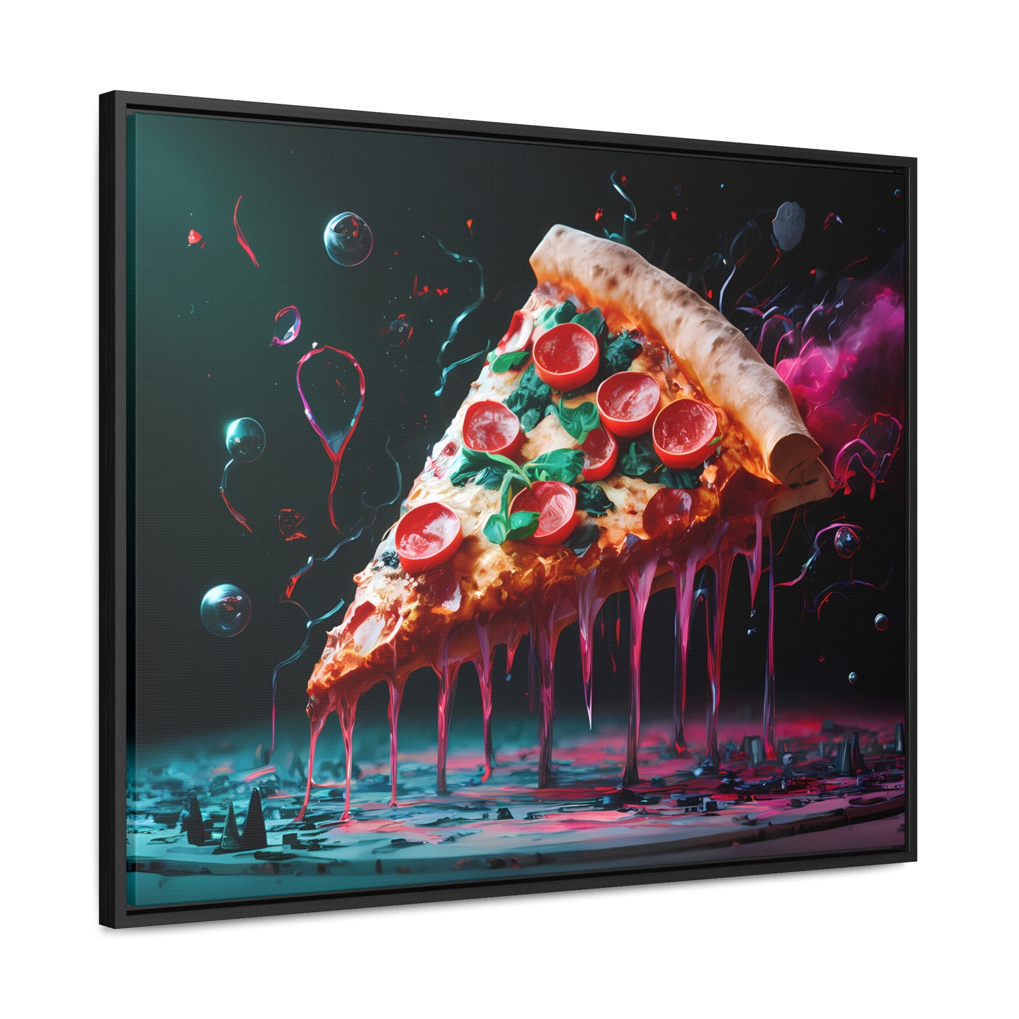 "Cosmic Slice of Pizza Bliss" - Gallery Canvas Wraps, Horizontal Frame