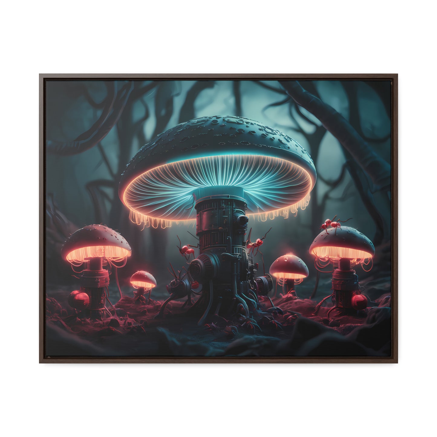 The Bioluminescent Mechanisms of the Neon Forest - Gallery Canvas Wraps, Horizontal Frame