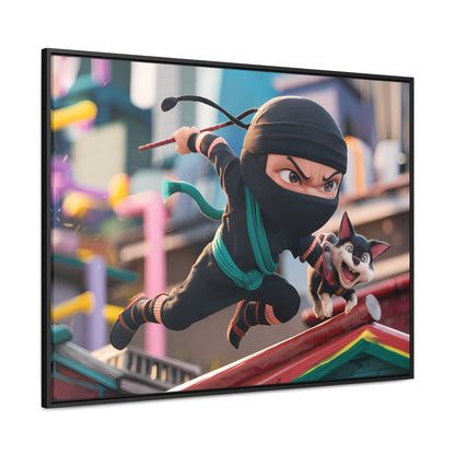 "Ninja and the Fearless Pup" - Gallery Canvas Wraps, Horizontal Frame