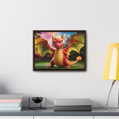 "Playful Baby Dragon in a Magical Forest" - Gallery Canvas Wraps, Horizontal Frame