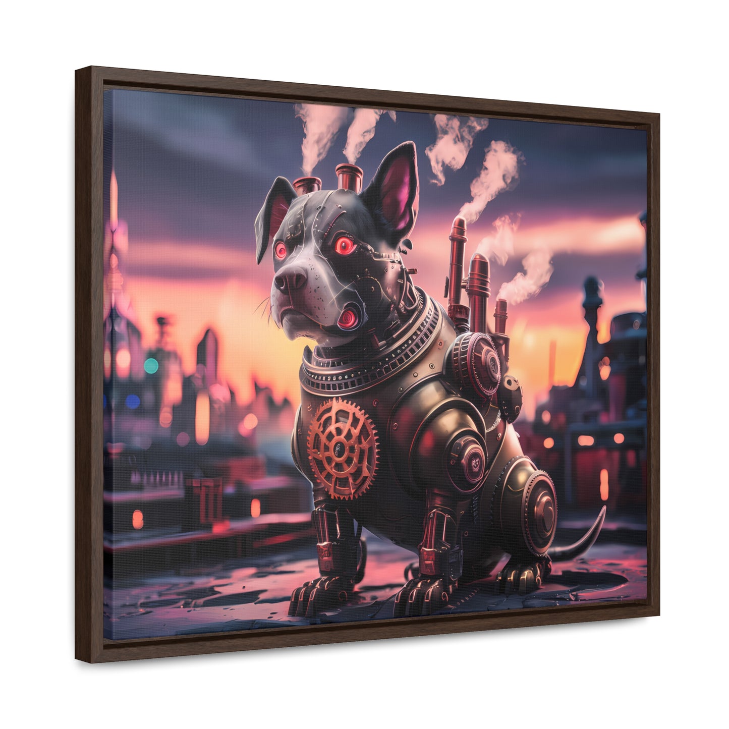 Cyber Canine: Steampunk Sentinel - Gallery Canvas Wraps, Horizontal Frame