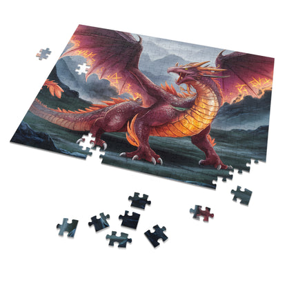 Flamebound Sentinel of the Ancient Peaks - Jigsaw Puzzle (30, 110, 252, 500,1000-Piece)