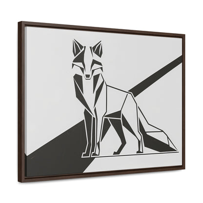 Geometric Fox in Black and White - Gallery Canvas Wraps, Horizontal Frame