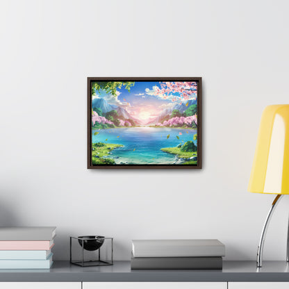 Serene Sunrise Over Blossoming Lake - Gallery Canvas Wraps, Horizontal Frame