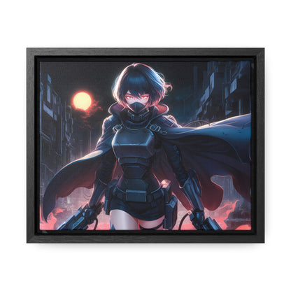 "Nightblade: The Cyberpunk Vigilante" - Gallery Canvas Wraps, Horizontal Frame