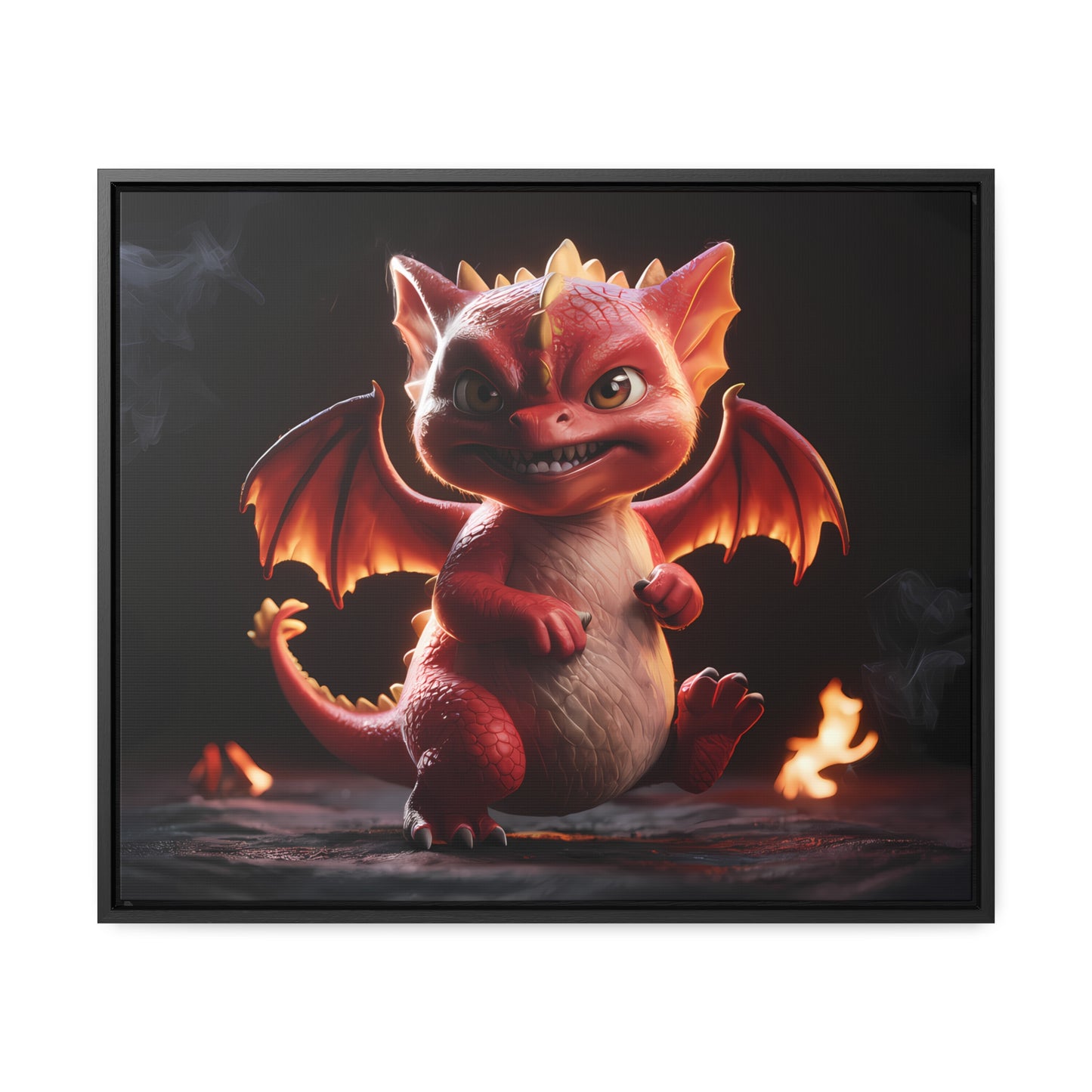 "Fiery Little Guardian" - Gallery Canvas Wraps, Horizontal Frame