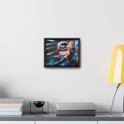 Blade Dancer in the Neon Shadows - Gallery Canvas Wraps, Horizontal Frame