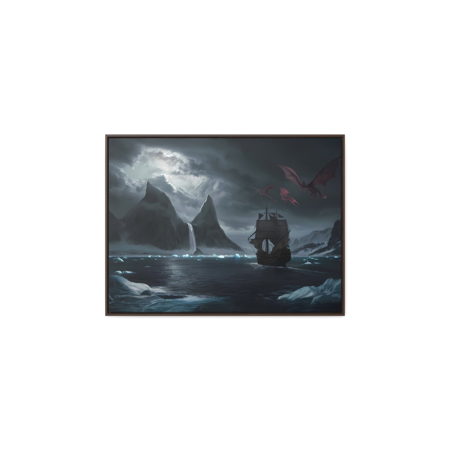 Dragons Over the Frozen Abyss - Gallery Canvas Wraps, Horizontal Frame