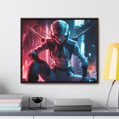 Cybernetic Valkyrie: Neon Enforcer - Gallery Canvas Wraps, Horizontal Frame