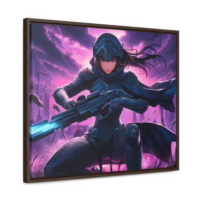 Shadow Sentinel: Neon Hunter - Gallery Canvas Wraps, Horizontal Frame