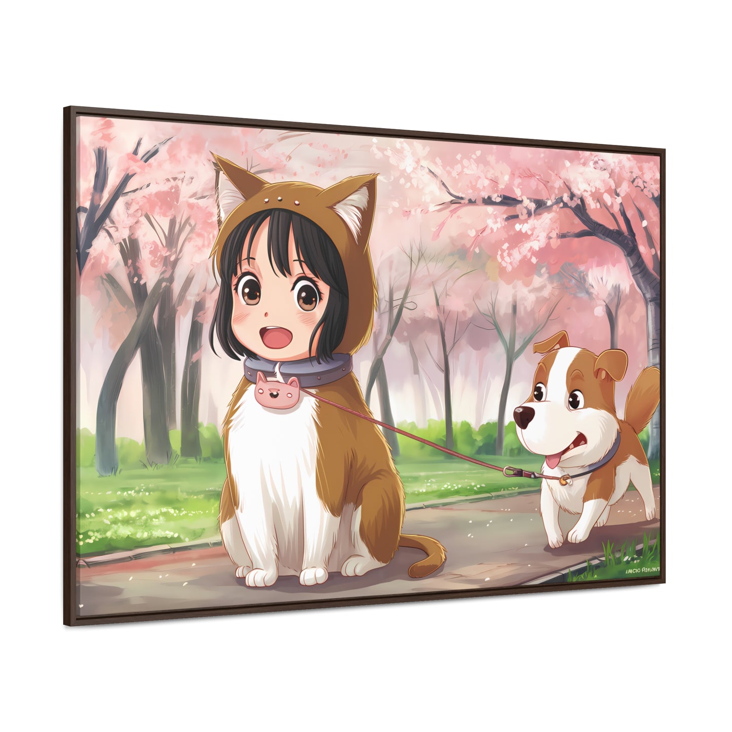 Blossom Walk with My Furry Friends - Gallery Canvas Wraps, Horizontal Frame