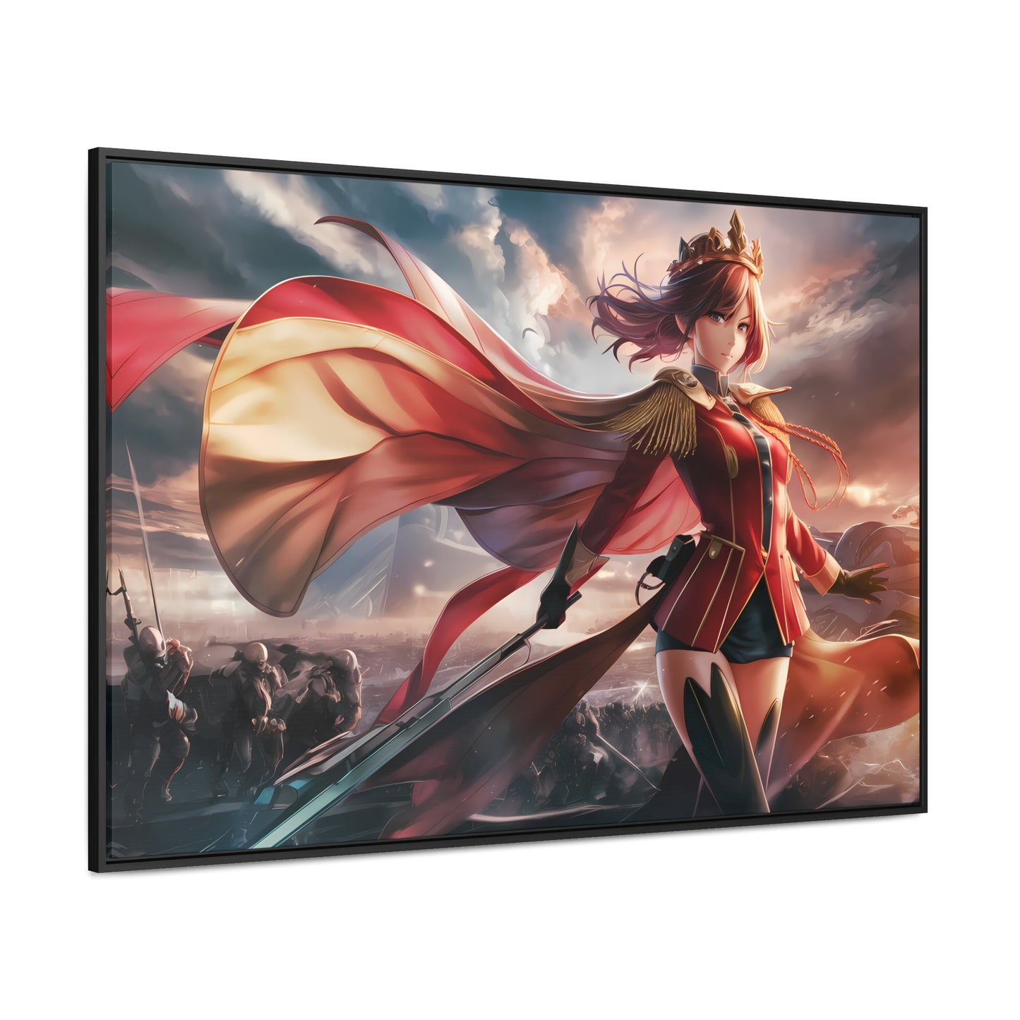 "Crimson Empress: Battle's Edge" - Gallery Canvas Wraps, Horizontal Frame