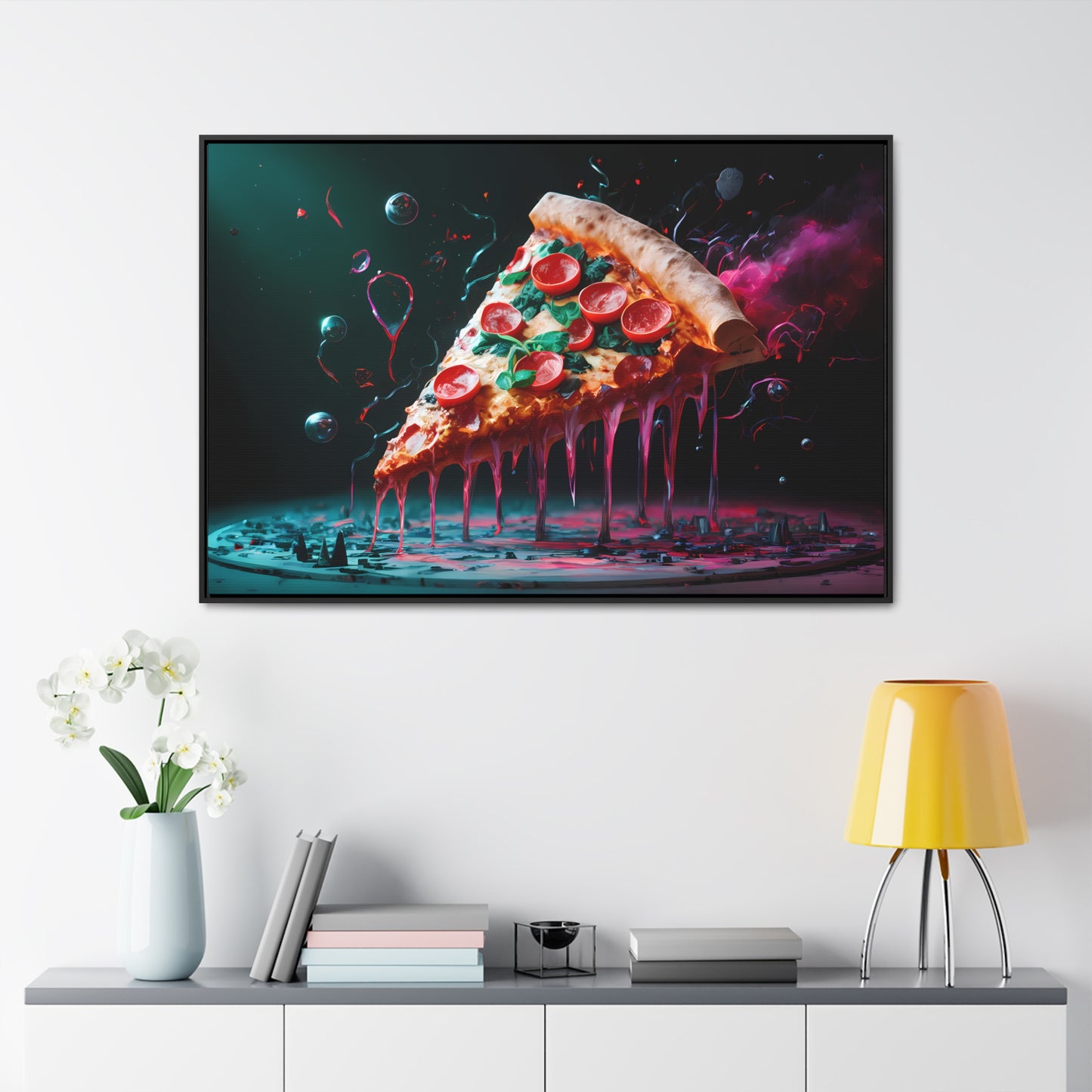 "Cosmic Slice of Pizza Bliss" - Gallery Canvas Wraps, Horizontal Frame