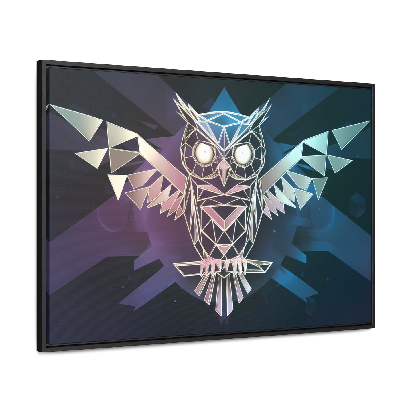 "Geometric Owl of Wisdom" - Gallery Canvas Wraps, Horizontal Frame